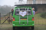IMG_7317 Marijn and Jenni leaning out van with Just Married sign.JPG